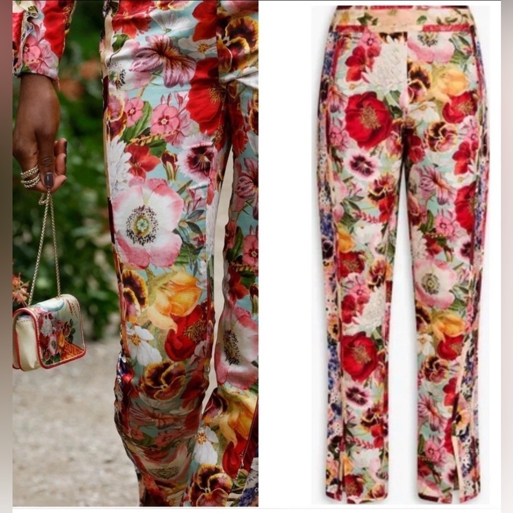 RRP US$795 Zimmermann Wonderland floral print linen flax trousers